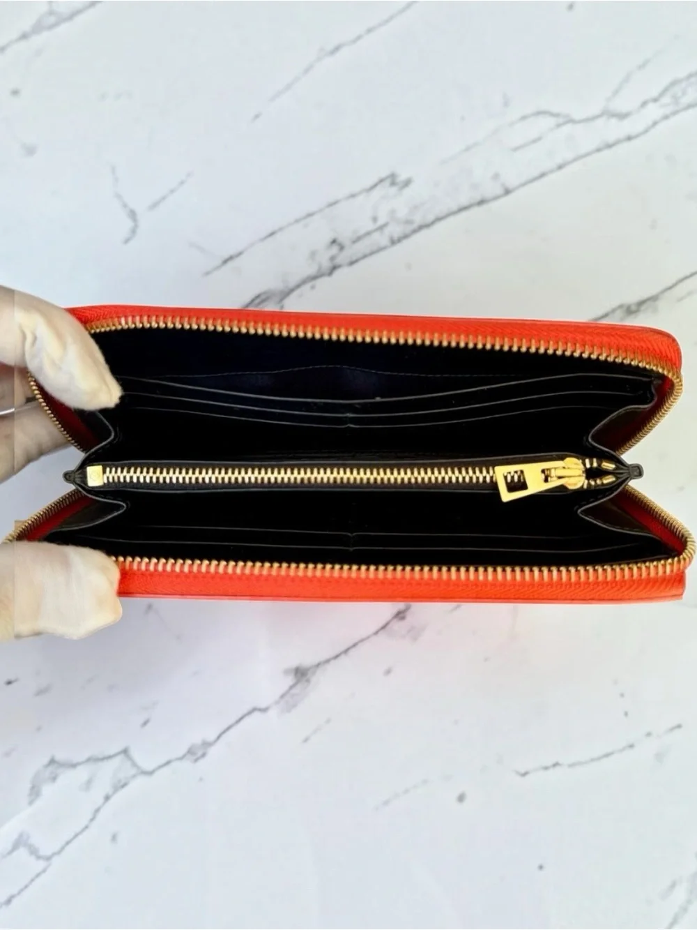 RARE Loewe Coral Orange Zip-Around Wallet
